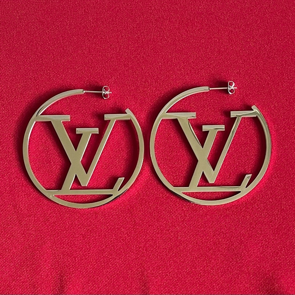 Silver LV Hoop Earrings
